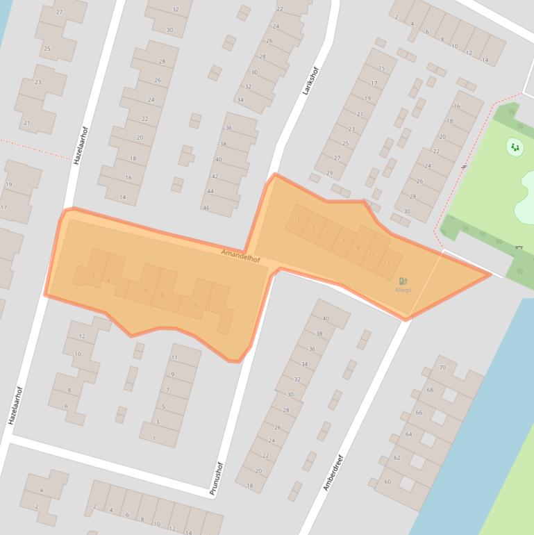 Kaart van postcodegebied 3355RC.