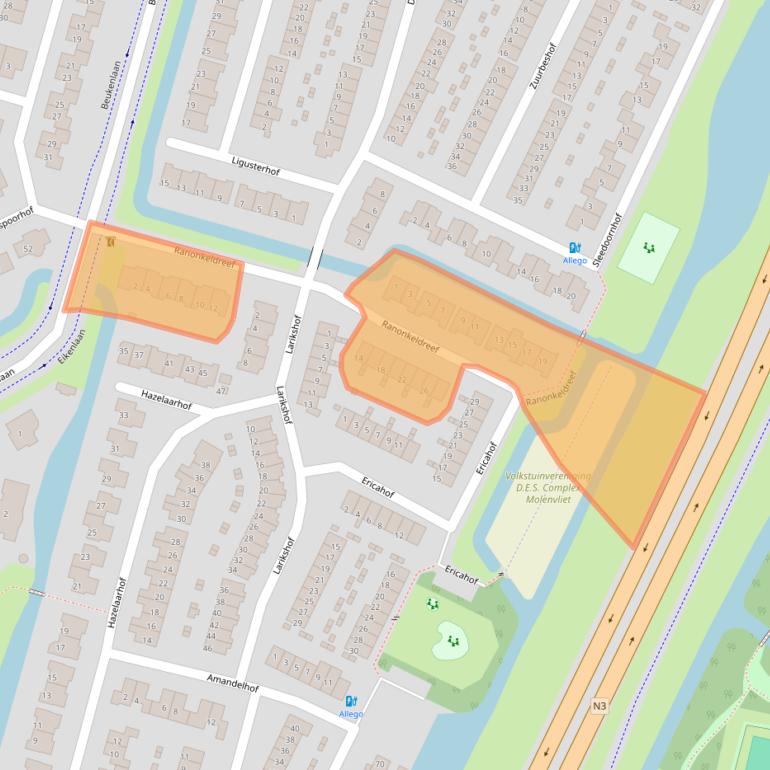 Kaart van postcodegebied 3355RG.