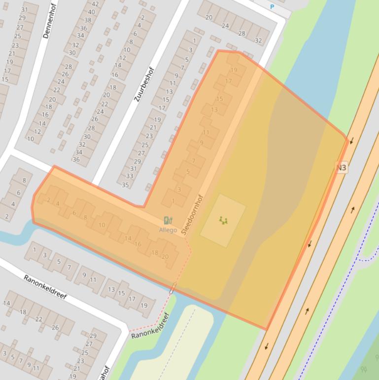 Kaart van postcodegebied 3355RK.