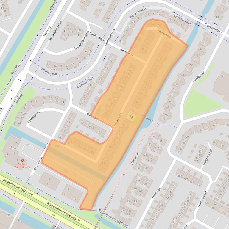 Kaart van postcodegebied 3355SC.