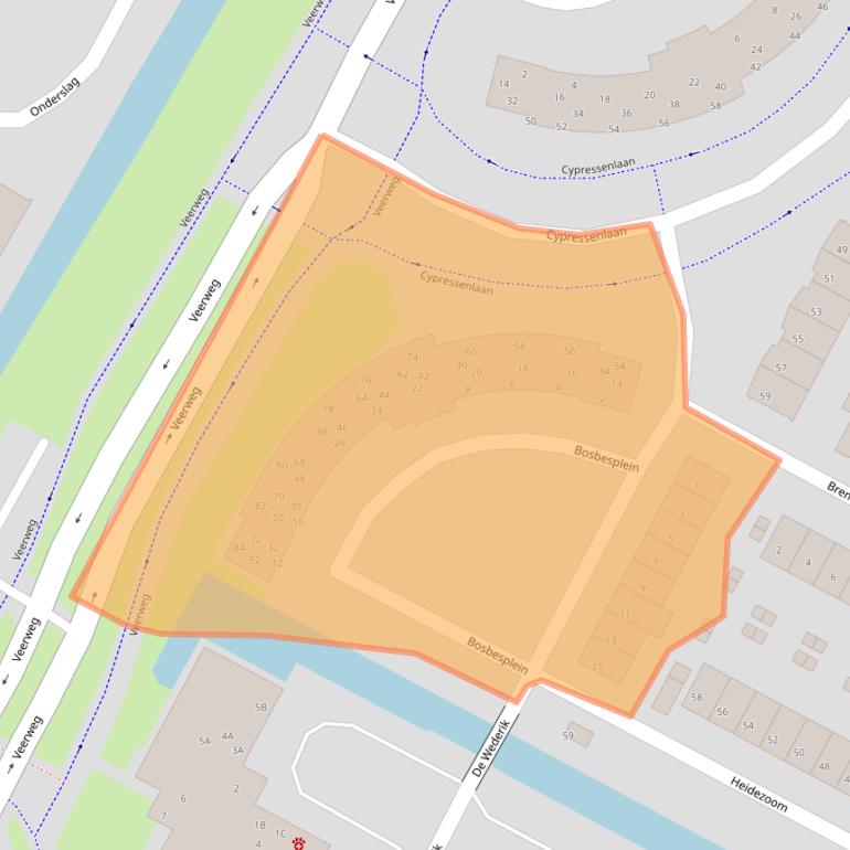 Kaart van postcodegebied 3355SG.