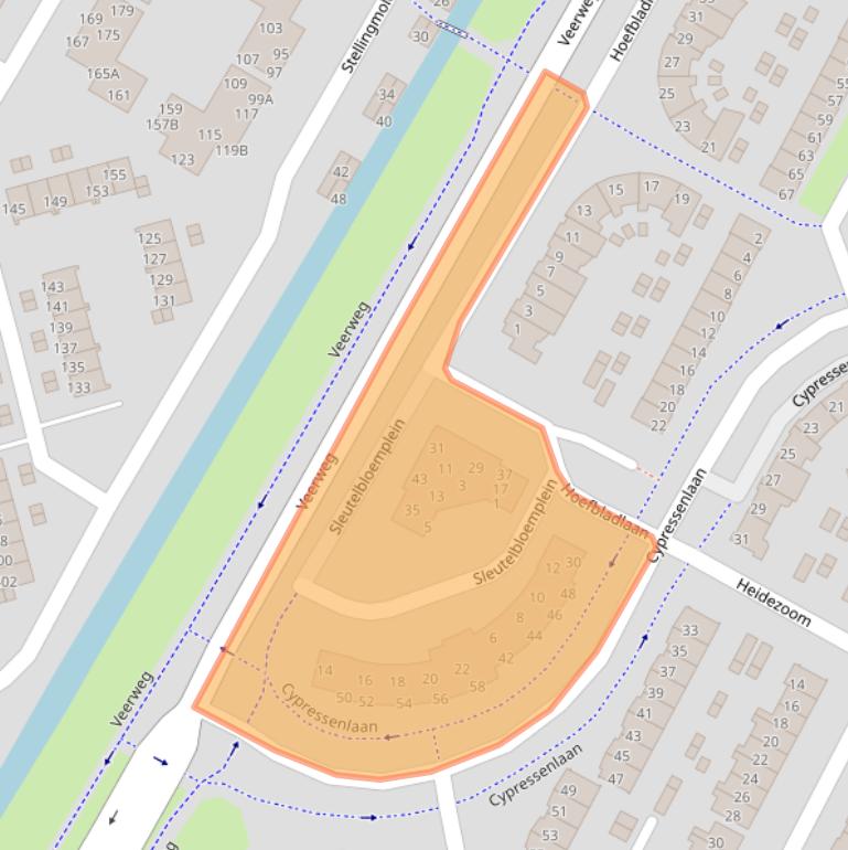 Kaart van postcodegebied 3355SH.