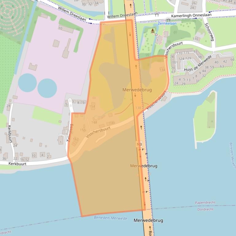 Kaart van postcodegebied 3356AJ.