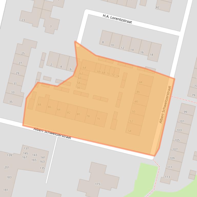 Kaart van postcodegebied 3356BJ.