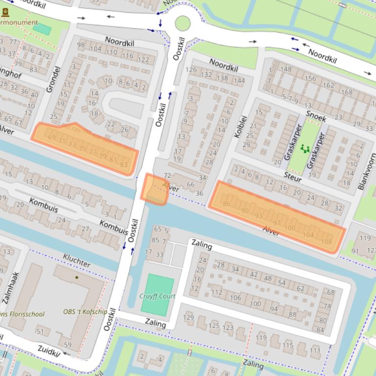 Kaart van postcodegebied 3356EN.
