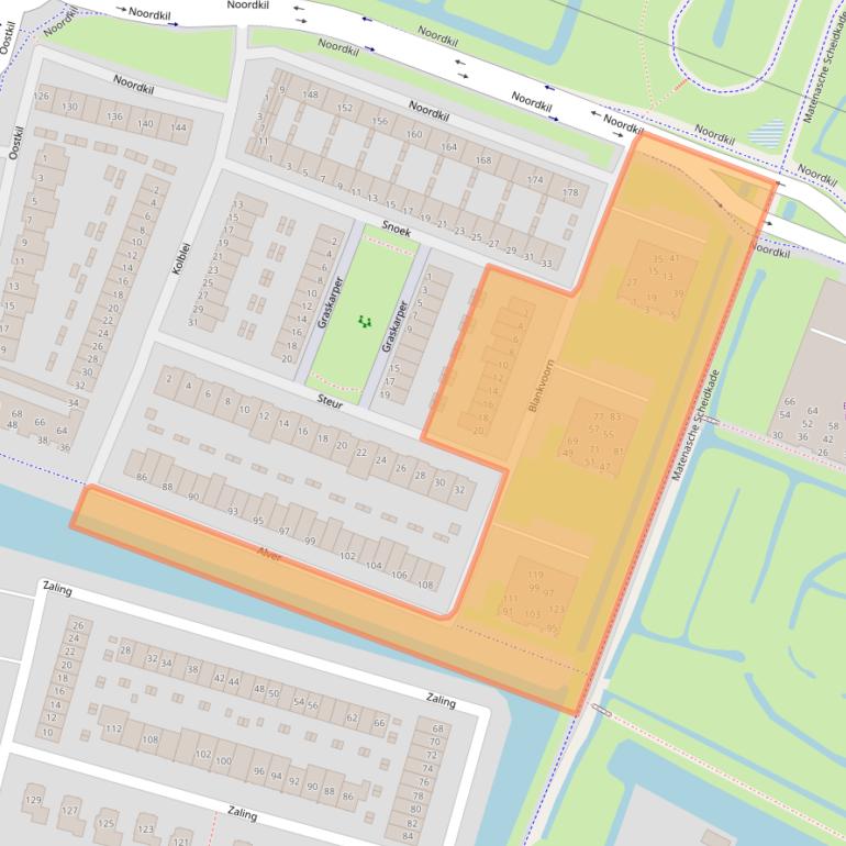 Kaart van postcodegebied 3356EW.