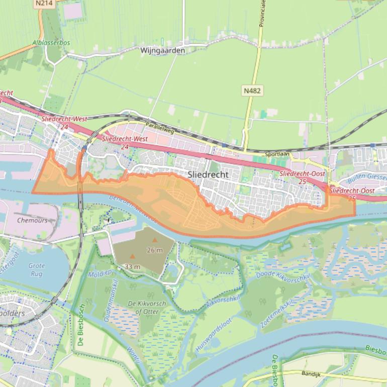 Kaart van postcodegebied 3361.