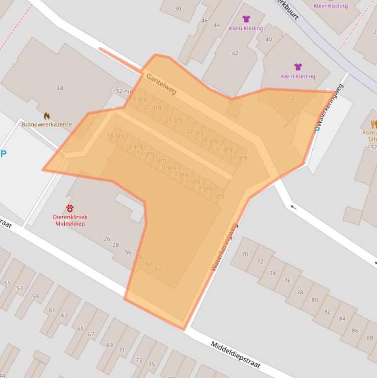 Kaart van postcodegebied 3361BA.