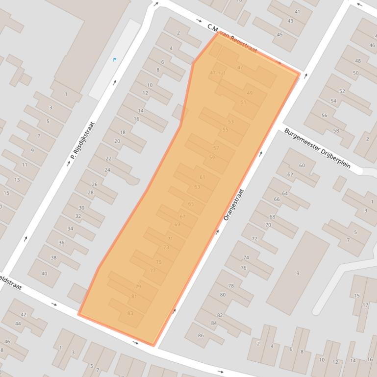 Kaart van postcodegebied 3361HP.