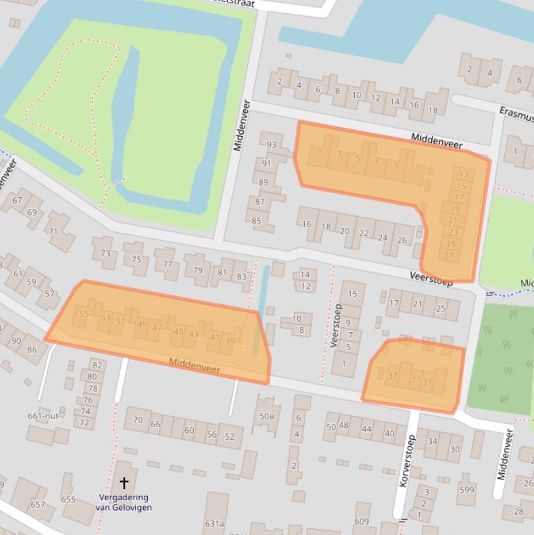 Kaart van postcodegebied 3361TH.
