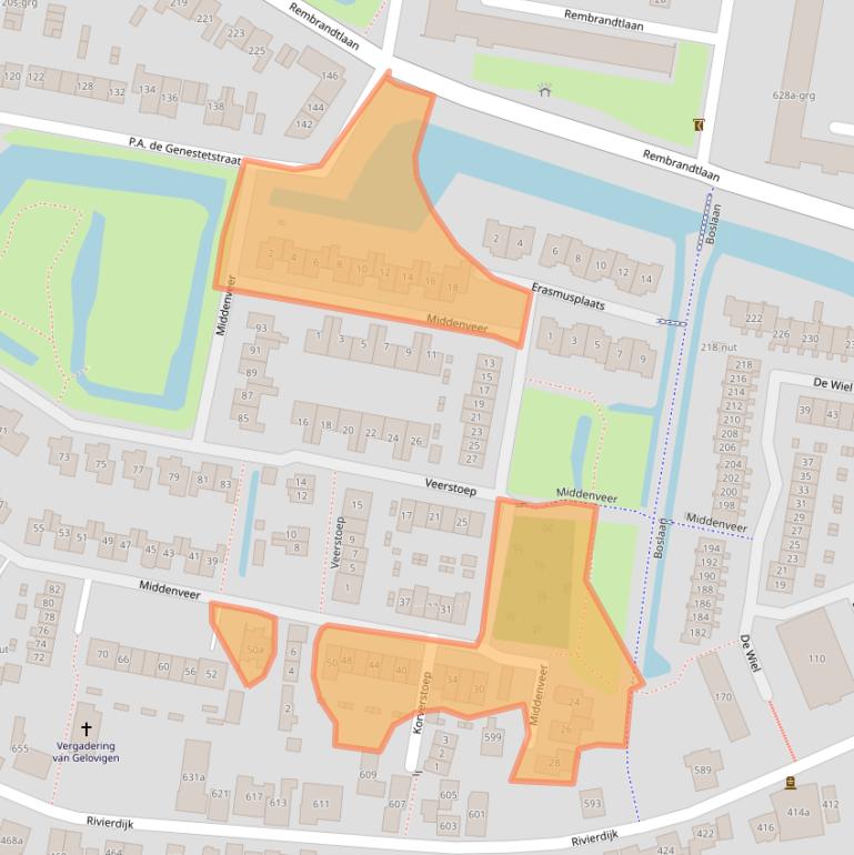 Kaart van postcodegebied 3361TK.