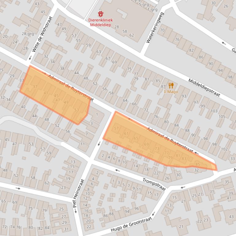 Kaart van postcodegebied 3361VB.