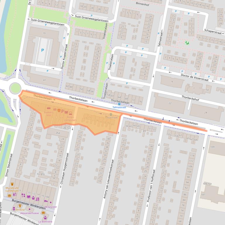 Kaart van postcodegebied 3362BL.