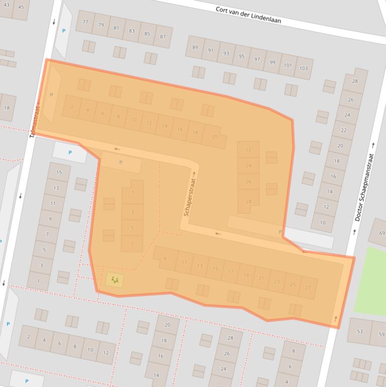 Kaart van postcodegebied 3362CS.