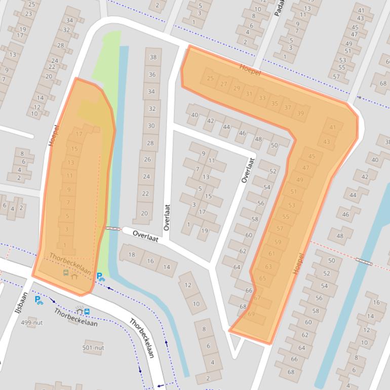 Kaart van postcodegebied 3362JA.