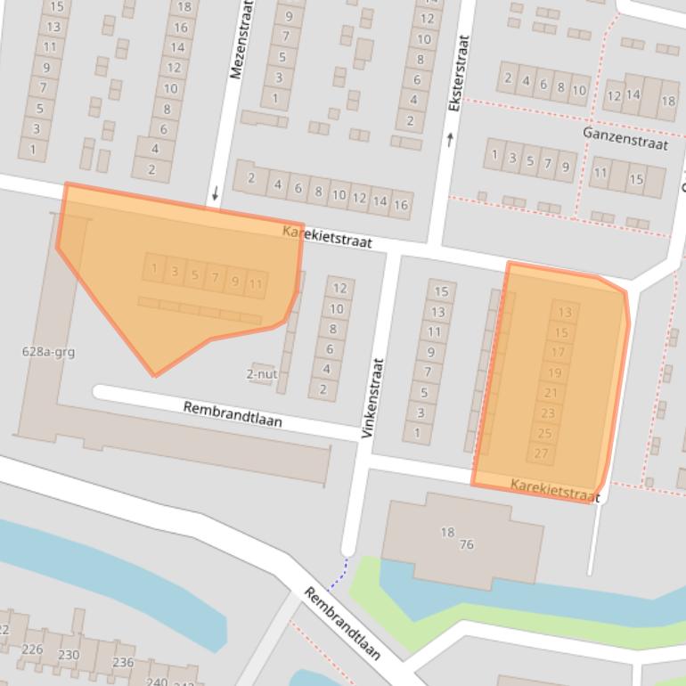 Kaart van postcodegebied 3362RB.