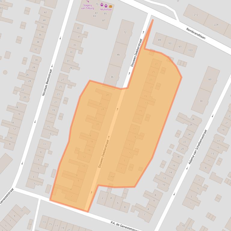 Kaart van postcodegebied 3362TC.