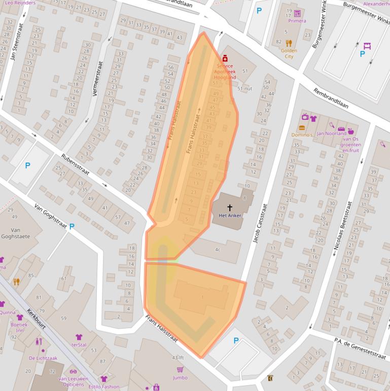 Kaart van postcodegebied 3362XA.