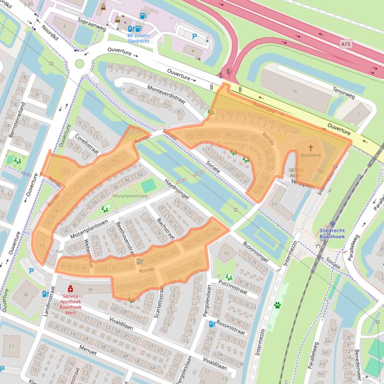 Kaart van postcodegebied 3363LB.