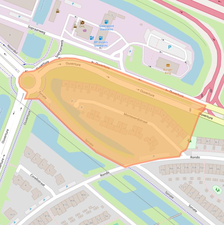 Kaart van postcodegebied 3363LE.