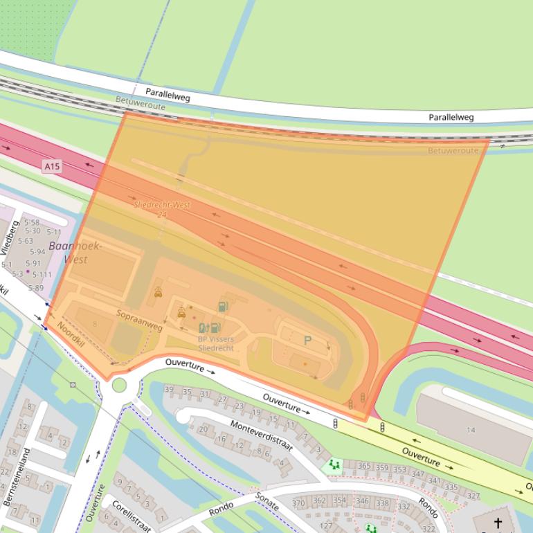 Kaart van postcodegebied 3363LS.