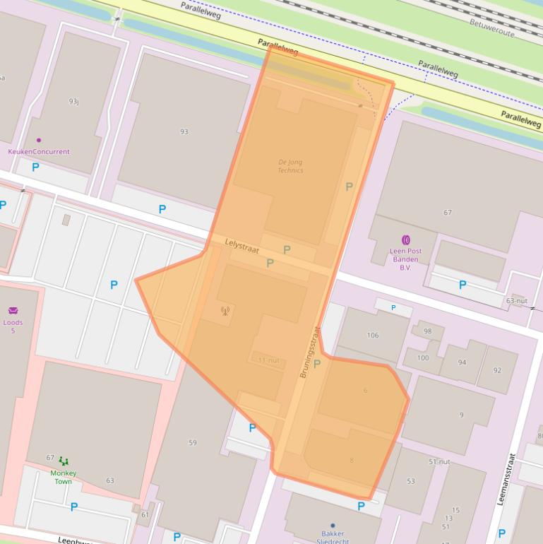 Kaart van postcodegebied 3364AA.