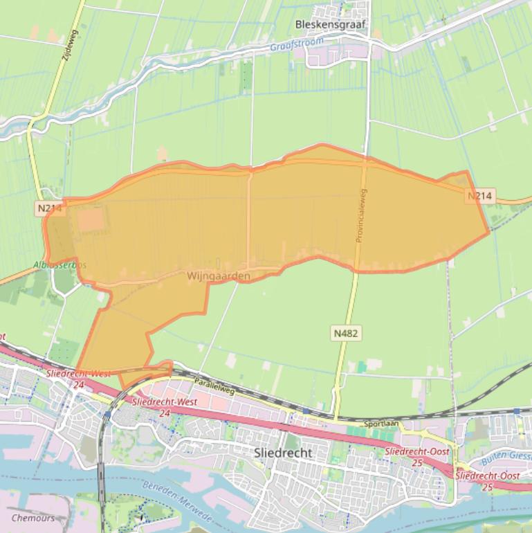 Kaart van postcodegebied 3366.