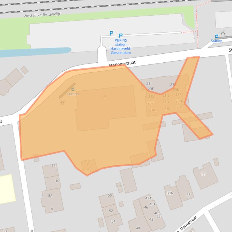 Kaart van postcodegebied 3371AJ.