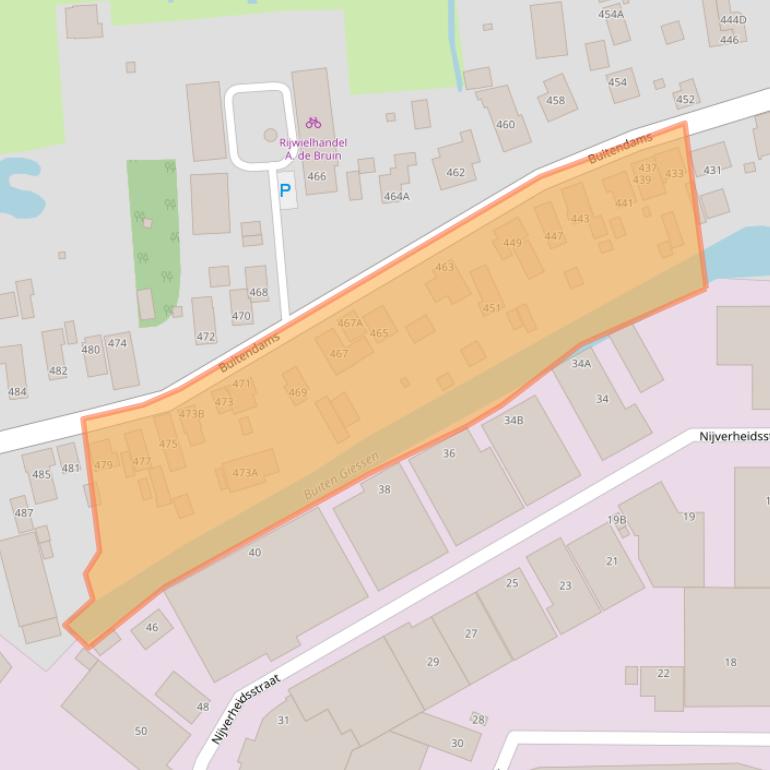 Kaart van postcodegebied 3371BJ.