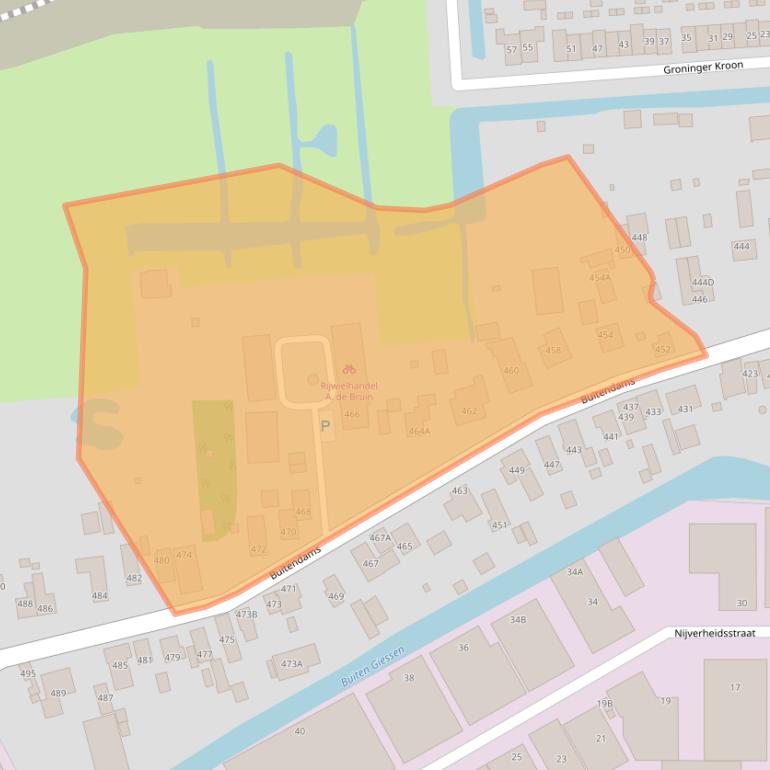 Kaart van postcodegebied 3371BW.