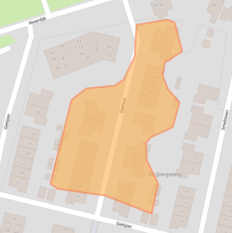 Kaart van postcodegebied 3371DW.