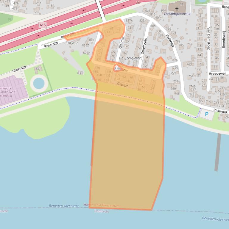 Kaart van postcodegebied 3371DZ.