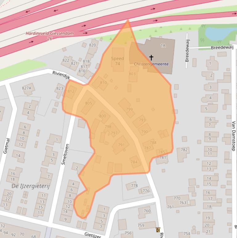 Kaart van postcodegebied 3371EM.