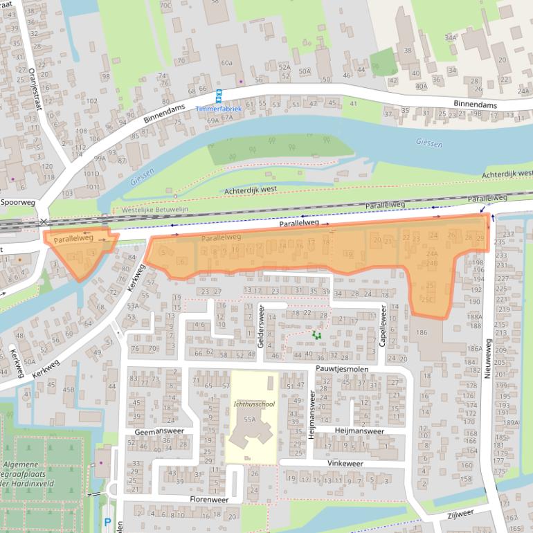 Kaart van postcodegebied 3371GA.