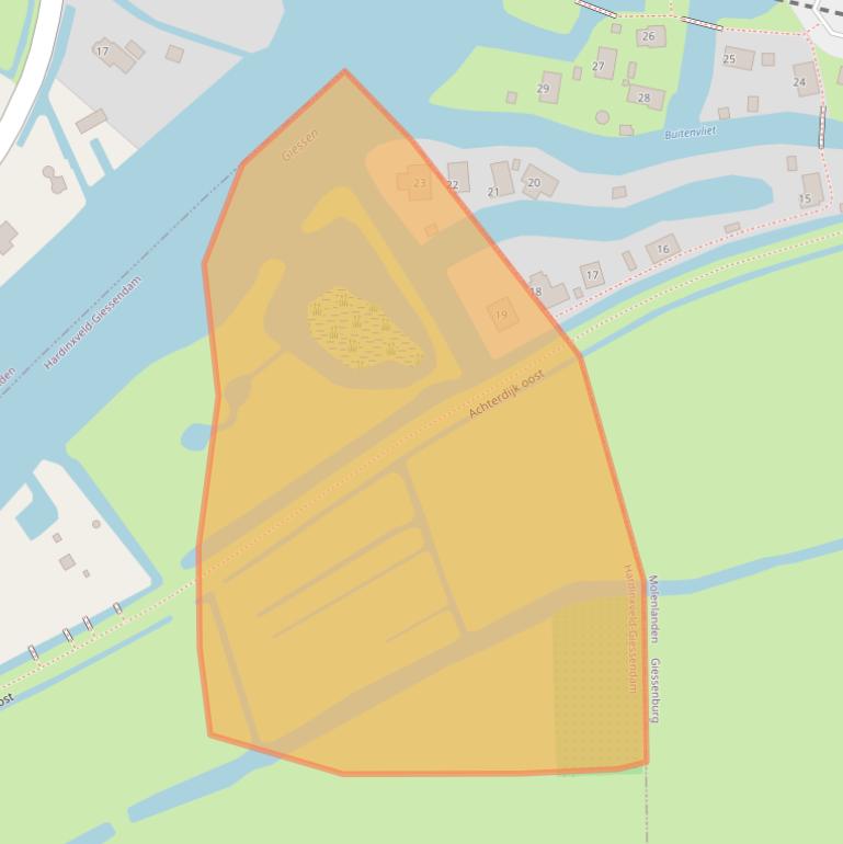 Kaart van postcodegebied 3371GL.