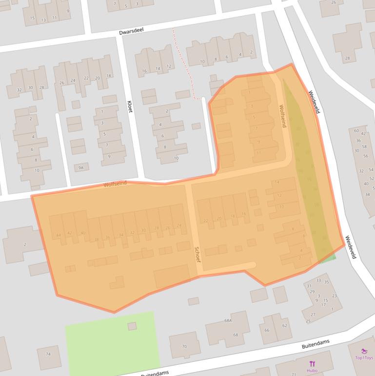 Kaart van postcodegebied 3371HJ.