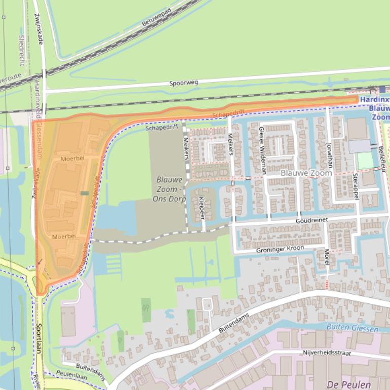 Kaart van postcodegebied 3371NZ.