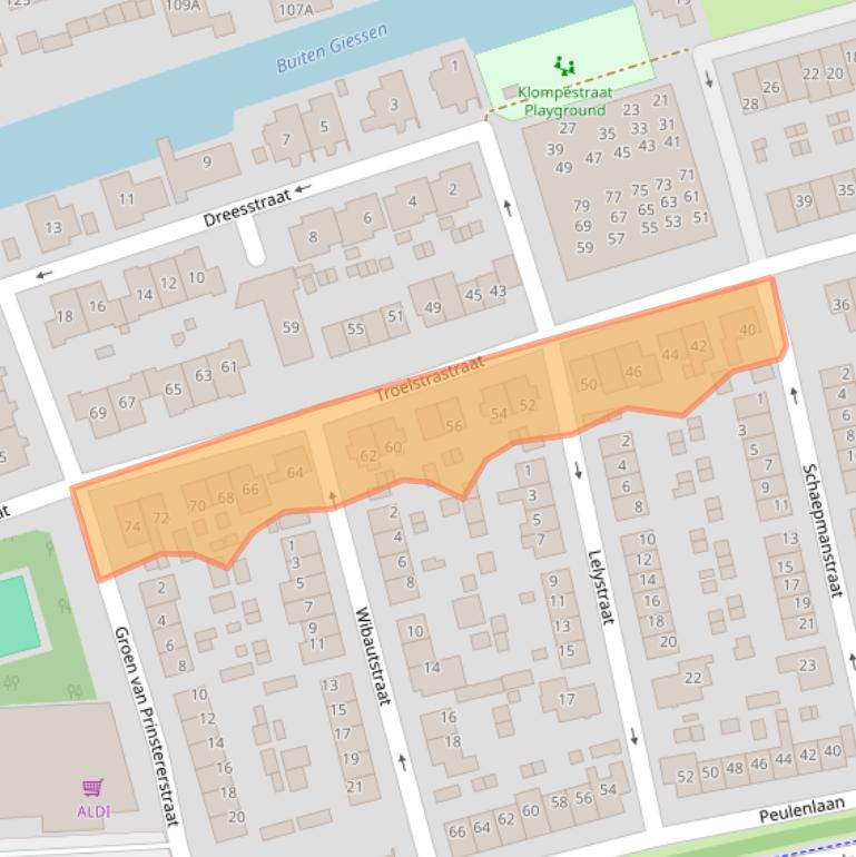 Kaart van postcodegebied 3371VL.