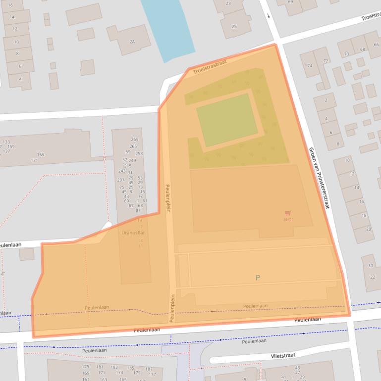 Kaart van postcodegebied 3371XV.