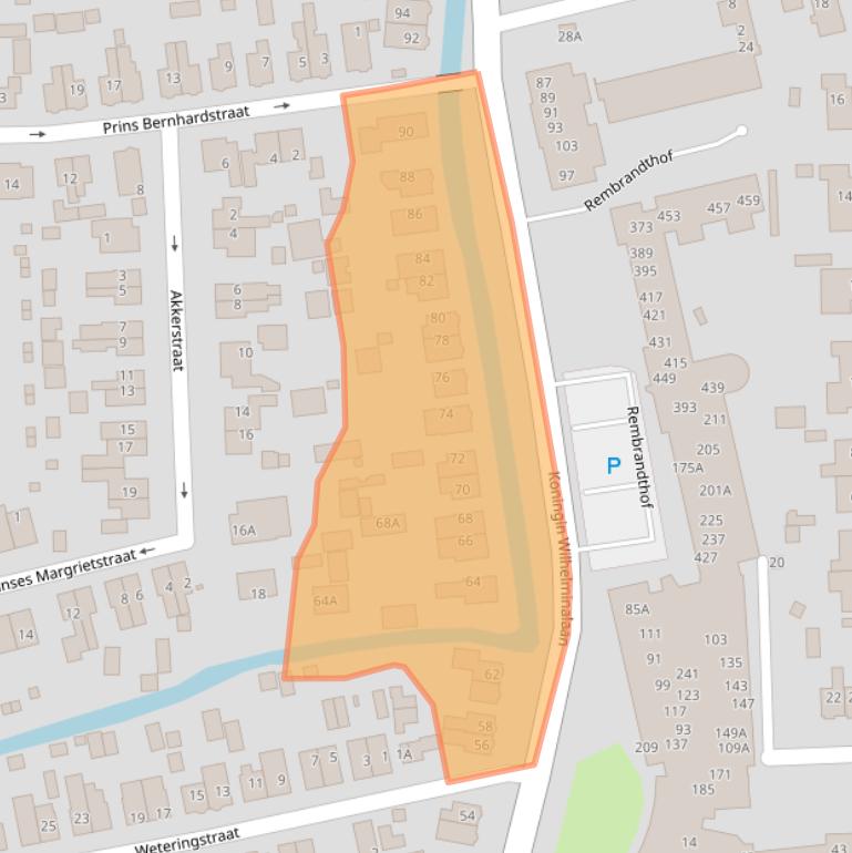 Kaart van postcodegebied 3372AE.