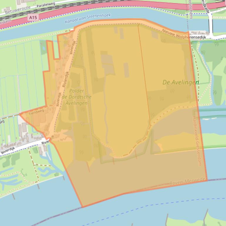 Kaart van postcodegebied 3372BE.