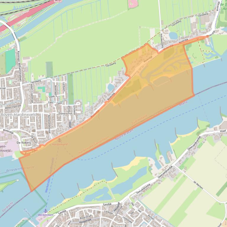 Kaart van postcodegebied 3372BJ.