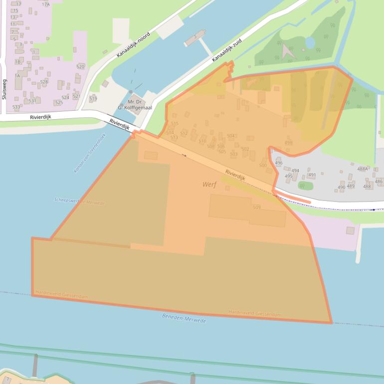 Kaart van postcodegebied 3372BZ.