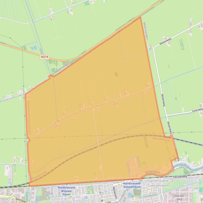 Kaart van postcodegebied 3373.