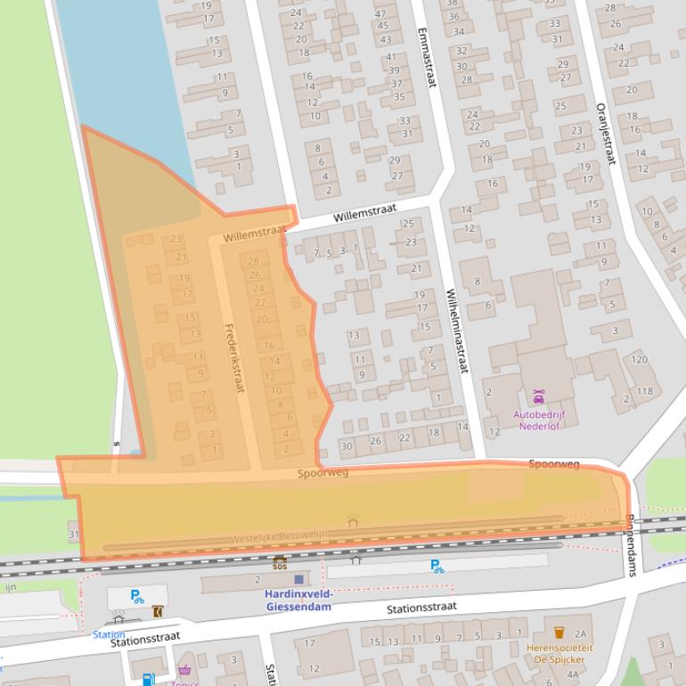 Kaart van postcodegebied 3373AH.