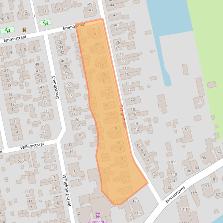 Kaart van postcodegebied 3373AJ.