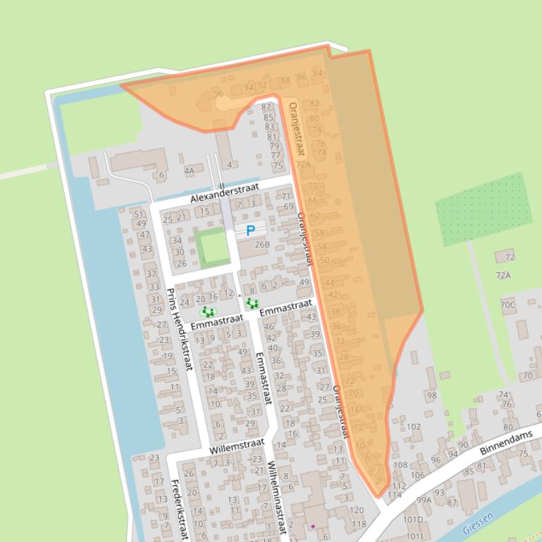 Kaart van postcodegebied 3373AL.