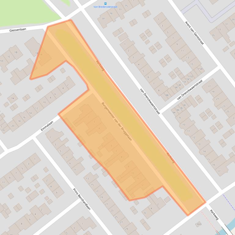 Kaart van postcodegebied 3381AC.