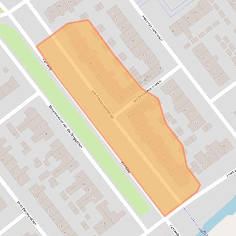 Kaart van postcodegebied 3381BJ.