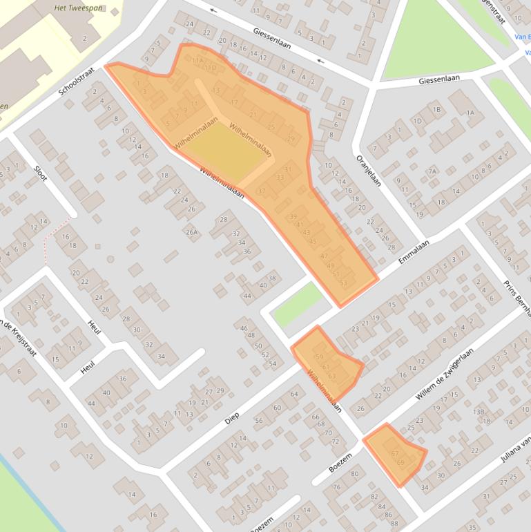 Kaart van postcodegebied 3381BN.